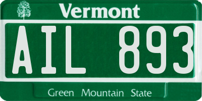 VT license plate AIL893