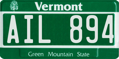 VT license plate AIL894