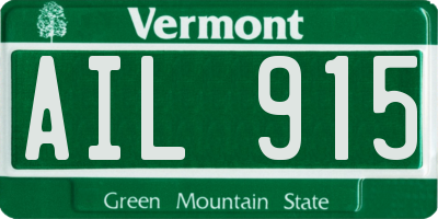 VT license plate AIL915