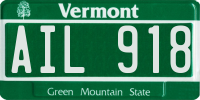 VT license plate AIL918