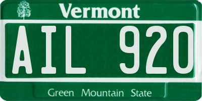 VT license plate AIL920