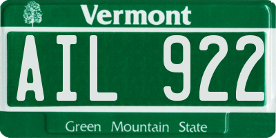VT license plate AIL922