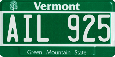 VT license plate AIL925