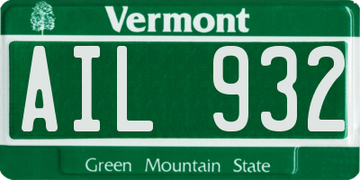 VT license plate AIL932