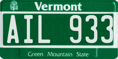 VT license plate AIL933