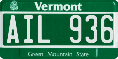 VT license plate AIL936