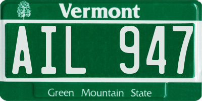 VT license plate AIL947
