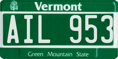 VT license plate AIL953