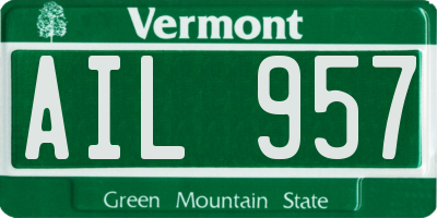 VT license plate AIL957