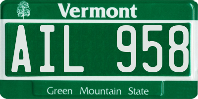 VT license plate AIL958