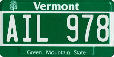 VT license plate AIL978