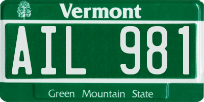 VT license plate AIL981