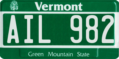 VT license plate AIL982