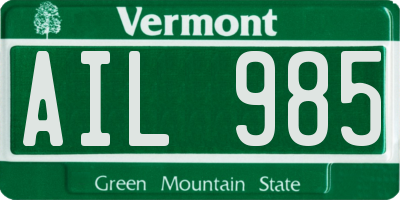 VT license plate AIL985