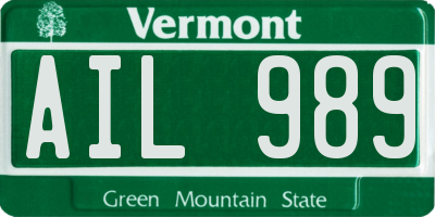 VT license plate AIL989