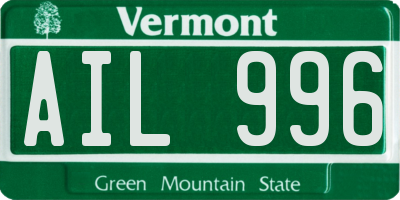 VT license plate AIL996