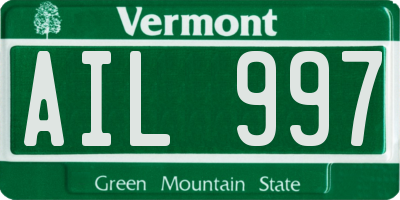 VT license plate AIL997