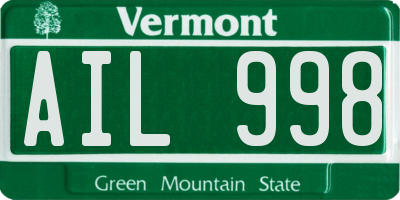 VT license plate AIL998