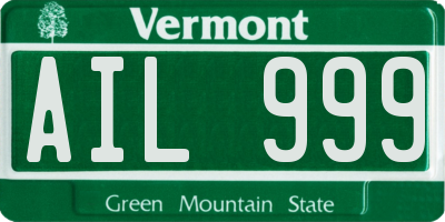 VT license plate AIL999