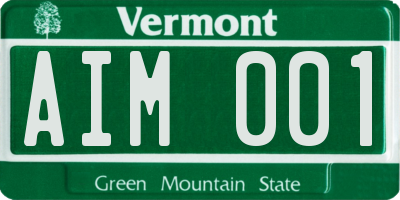 VT license plate AIM001