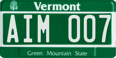 VT license plate AIM007