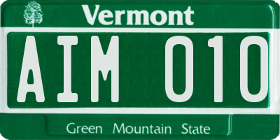 VT license plate AIM010