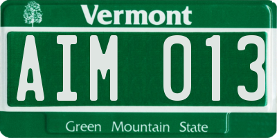 VT license plate AIM013