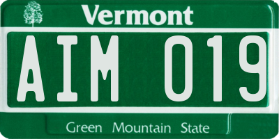 VT license plate AIM019