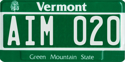 VT license plate AIM020