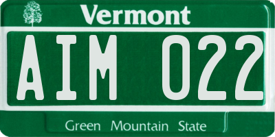 VT license plate AIM022