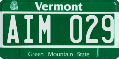 VT license plate AIM029