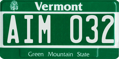 VT license plate AIM032