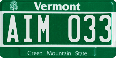 VT license plate AIM033
