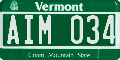 VT license plate AIM034