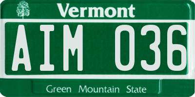 VT license plate AIM036