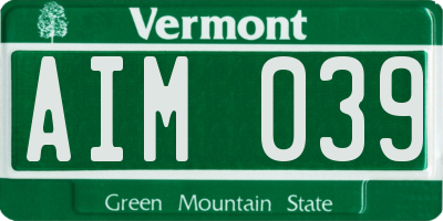 VT license plate AIM039