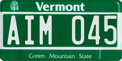 VT license plate AIM045