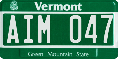 VT license plate AIM047