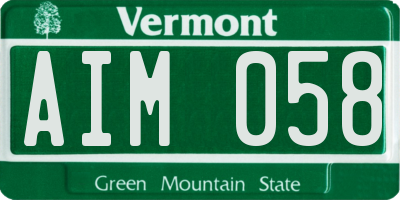 VT license plate AIM058