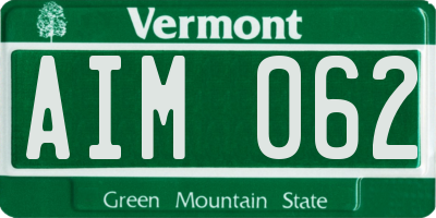 VT license plate AIM062
