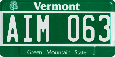 VT license plate AIM063
