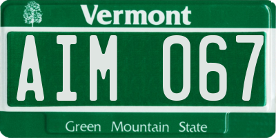 VT license plate AIM067