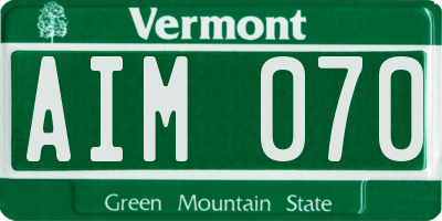 VT license plate AIM070