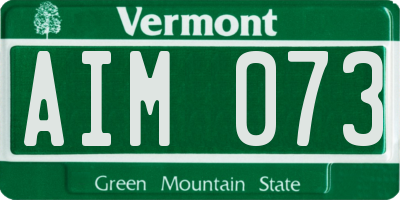 VT license plate AIM073