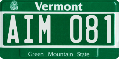 VT license plate AIM081