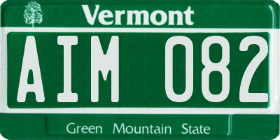 VT license plate AIM082