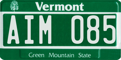 VT license plate AIM085