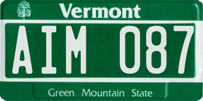 VT license plate AIM087