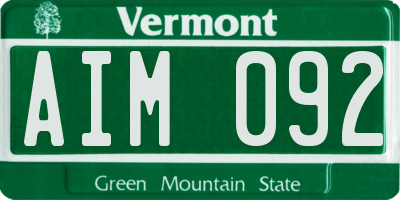 VT license plate AIM092