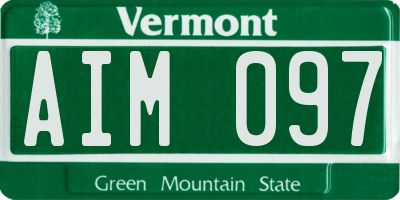 VT license plate AIM097